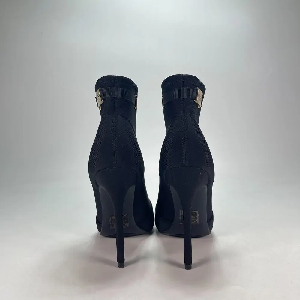 Guess Gwmina Black Open Peep Toe Cut Stiletto Heel Ankle Booties Women's Size 7